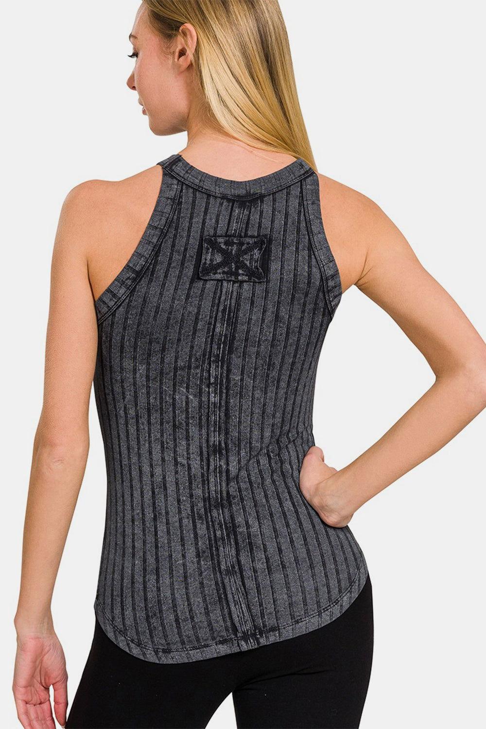 Zenana Ribbed Grecian Neck Tank - Clothes For Her Online Store
