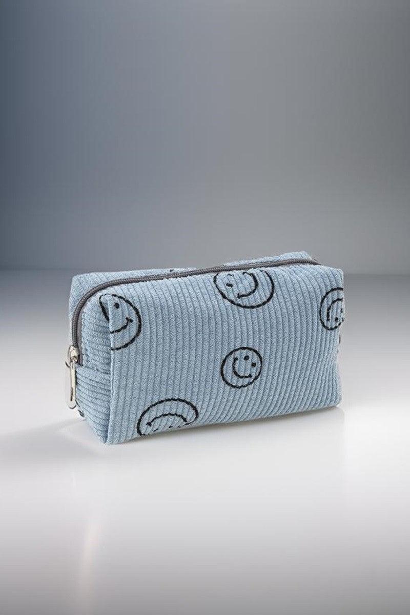 Zenana Smiley Face Corduroy Cosmetic Pouch - Clothes For Her Online Store