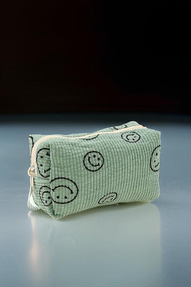 Zenana Smiley Face Corduroy Cosmetic Pouch - Clothes For Her Online Store