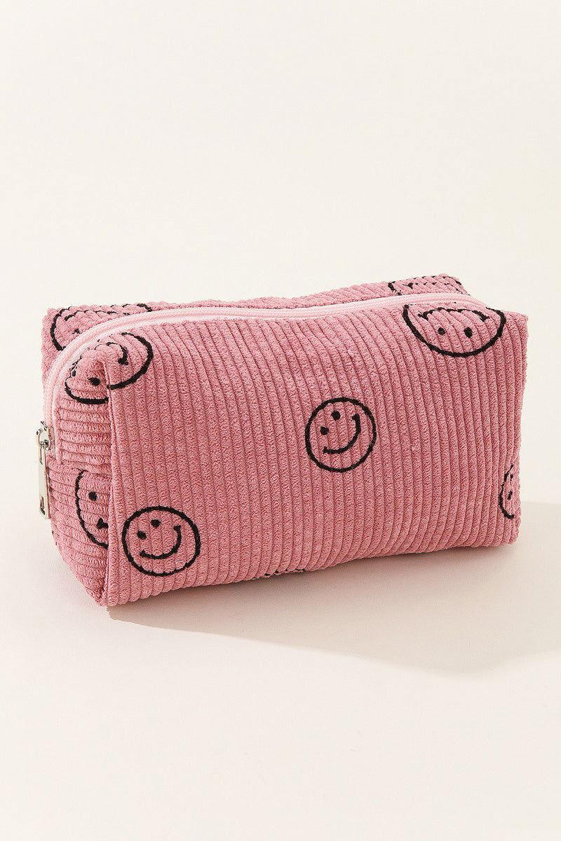 Zenana Smiley Face Corduroy Cosmetic Pouch - Clothes For Her Online Store