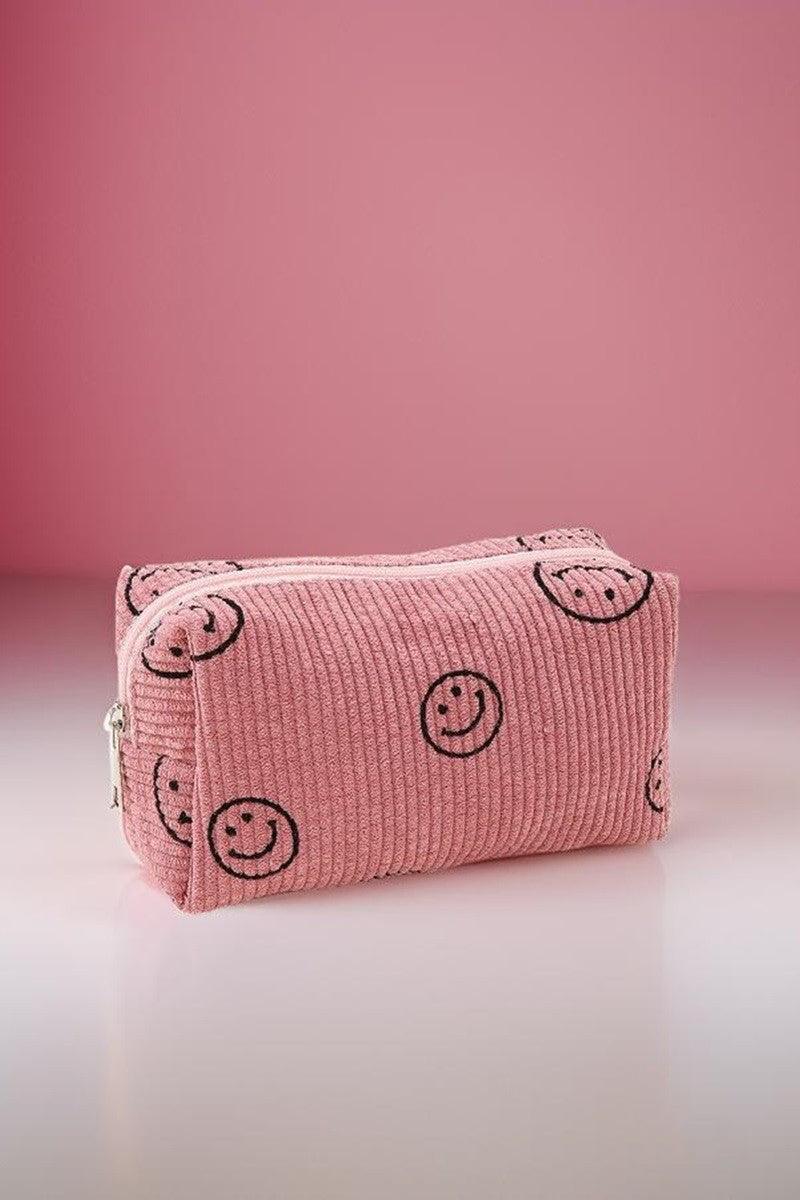 Zenana Smiley Face Corduroy Cosmetic Pouch - Clothes For Her Online Store