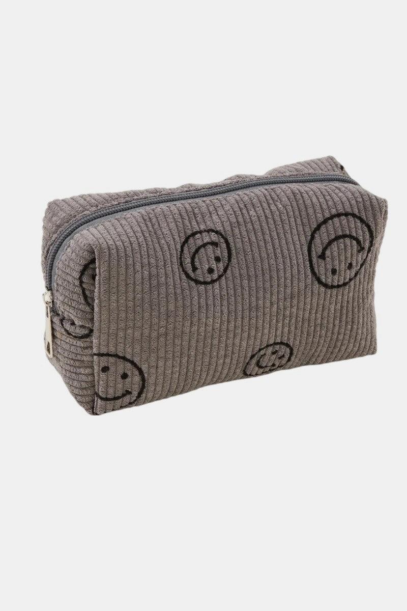 Zenana Smiley Face Corduroy Cosmetic Pouch - Clothes For Her Online Store