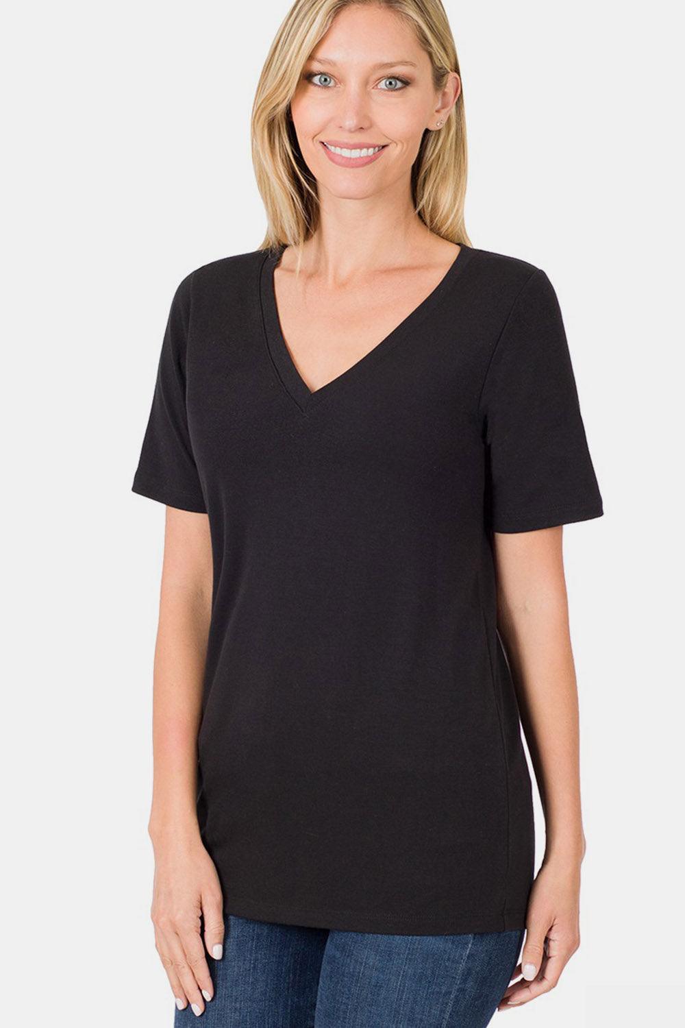 Zenana V-Neck Short Sleeve T-Shirt - Clothes For Her Online Store