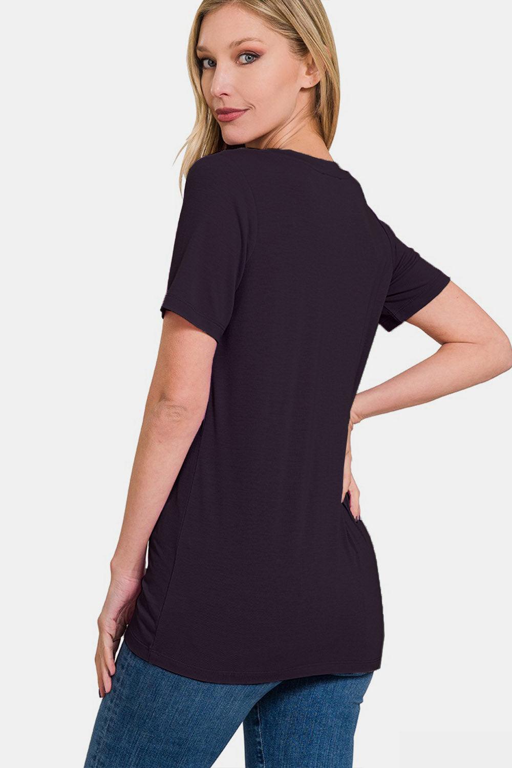 Zenana V-Neck Short Sleeve T-Shirt - Clothes For Her Online Store