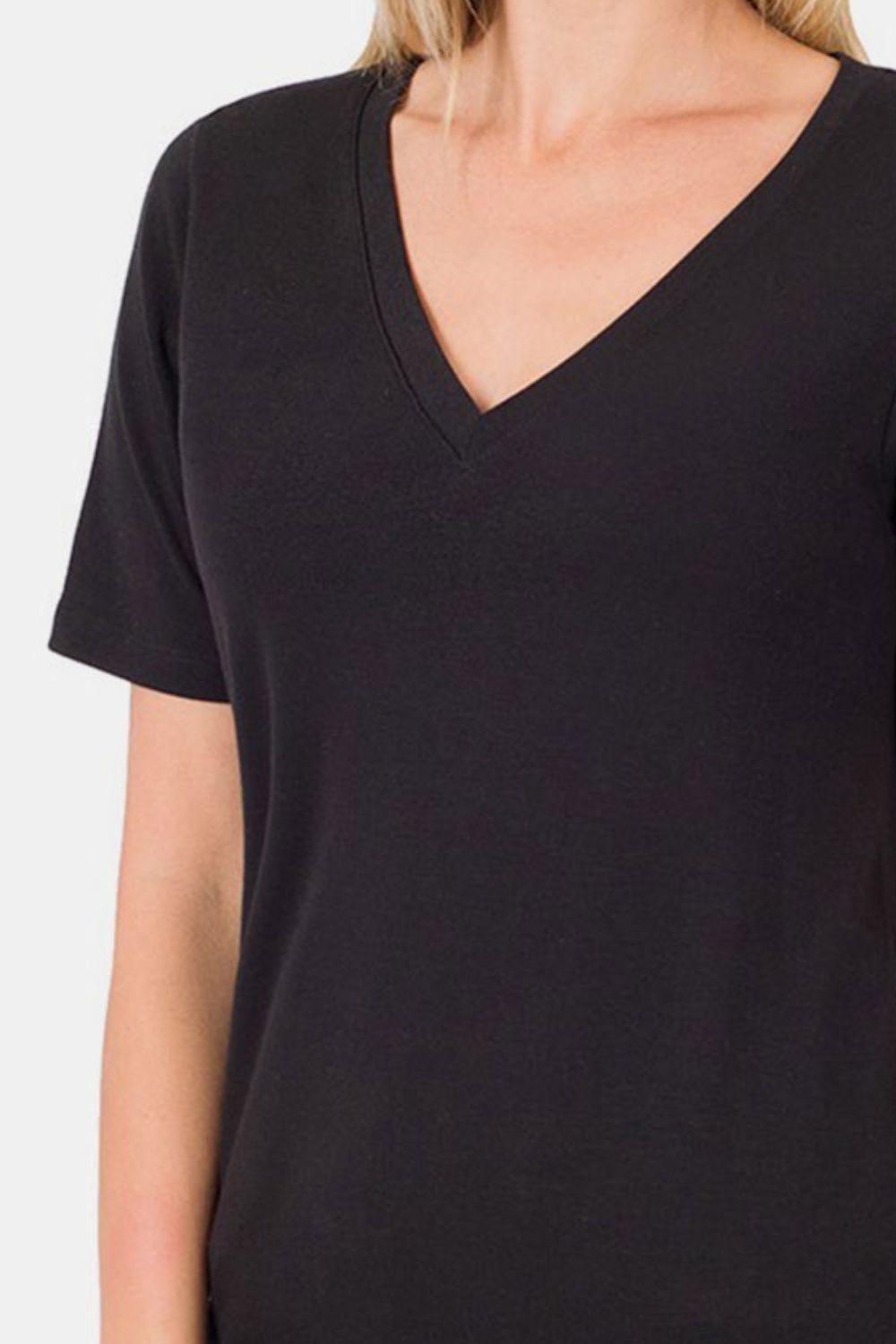 Zenana V-Neck Short Sleeve T-Shirt - Clothes For Her Online Store