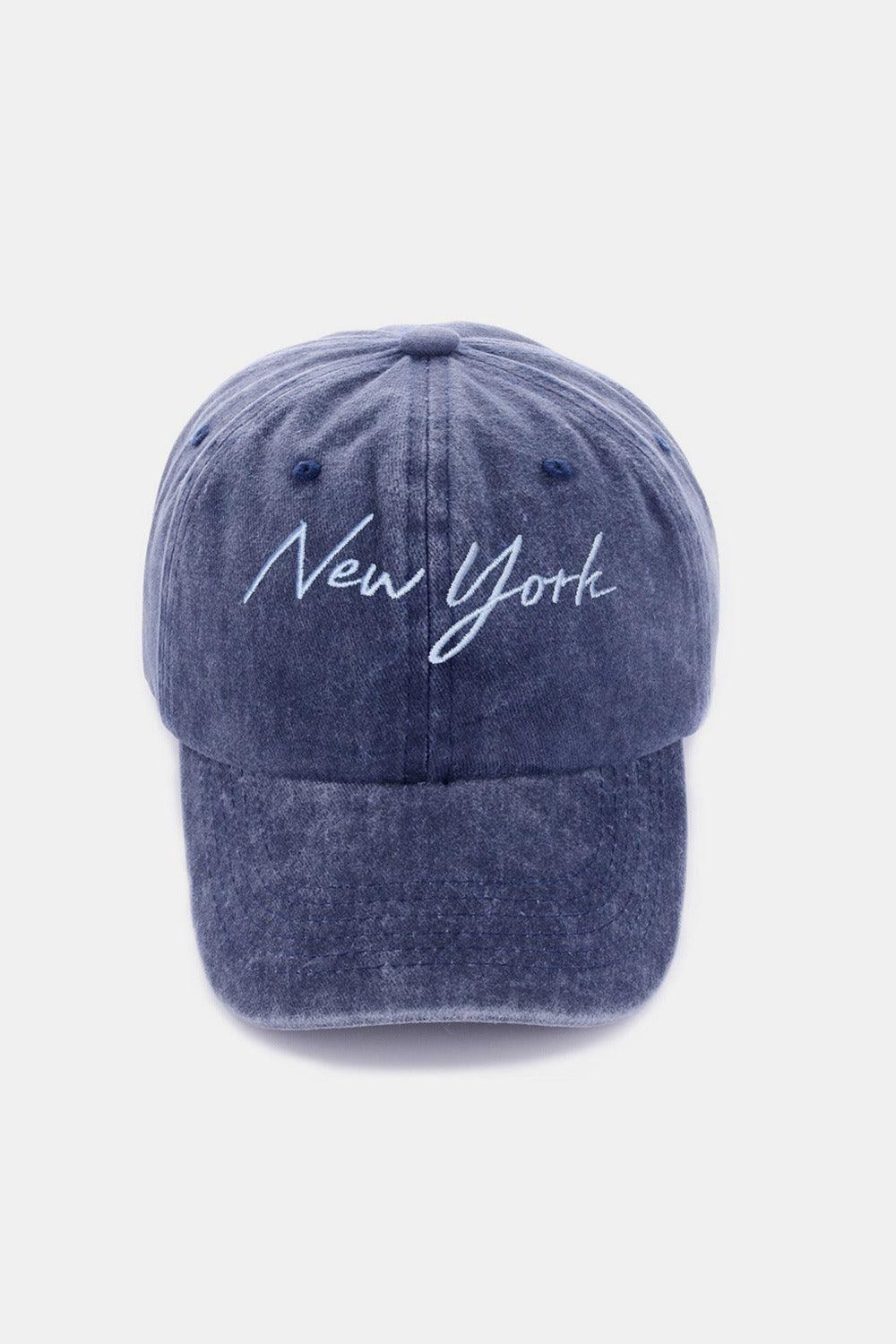 Zenana Washed Embroidered City Baseball Cap - Clothes For Her Online Store