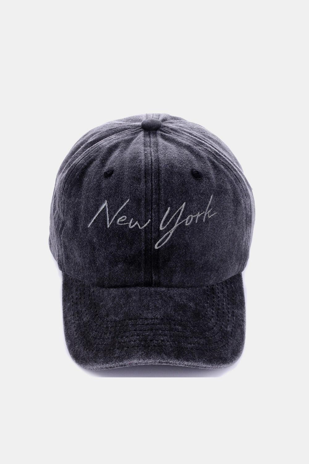 Zenana Washed Embroidered City Baseball Cap - Clothes For Her Online Store
