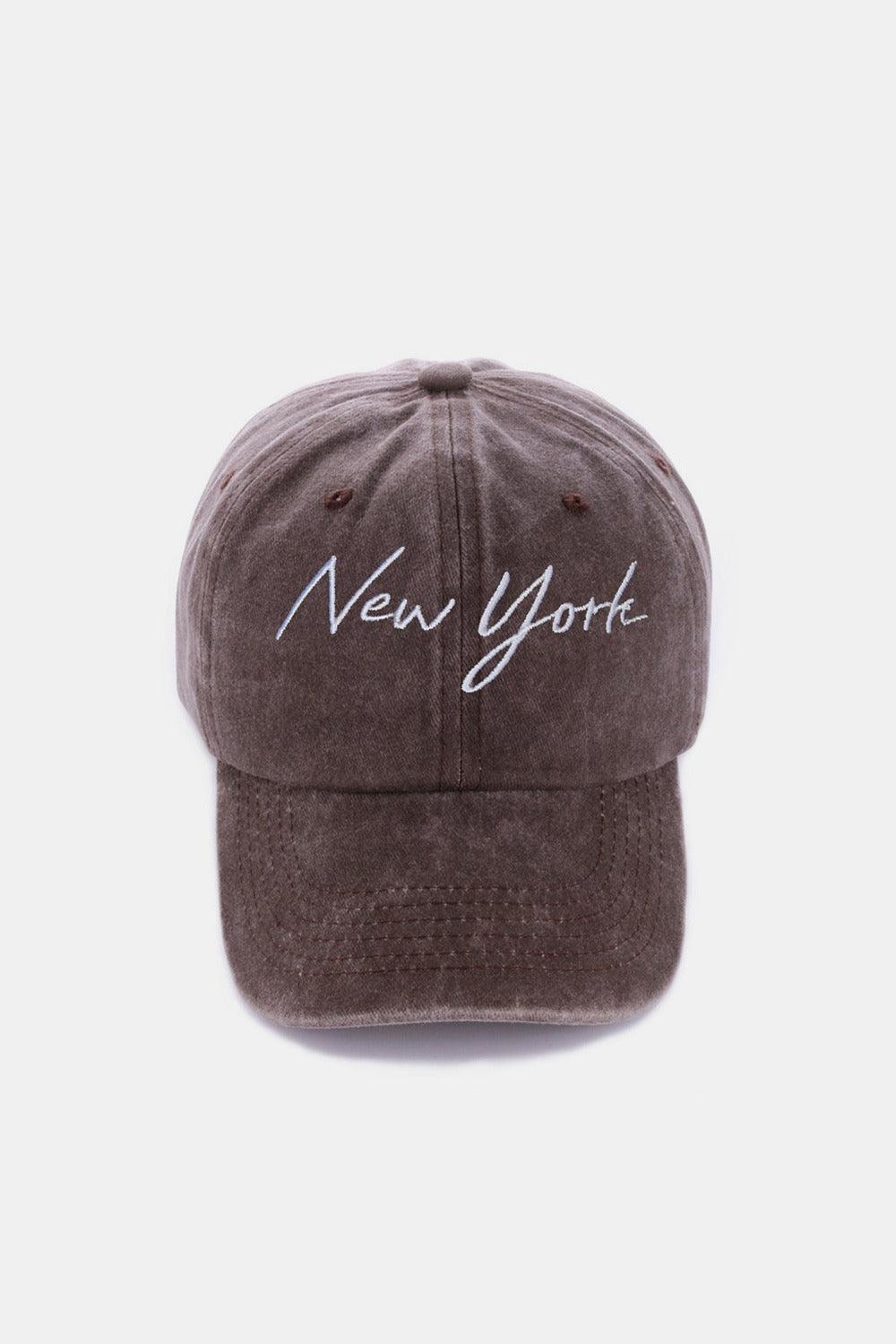 Zenana Washed Embroidered City Baseball Cap - Clothes For Her Online Store