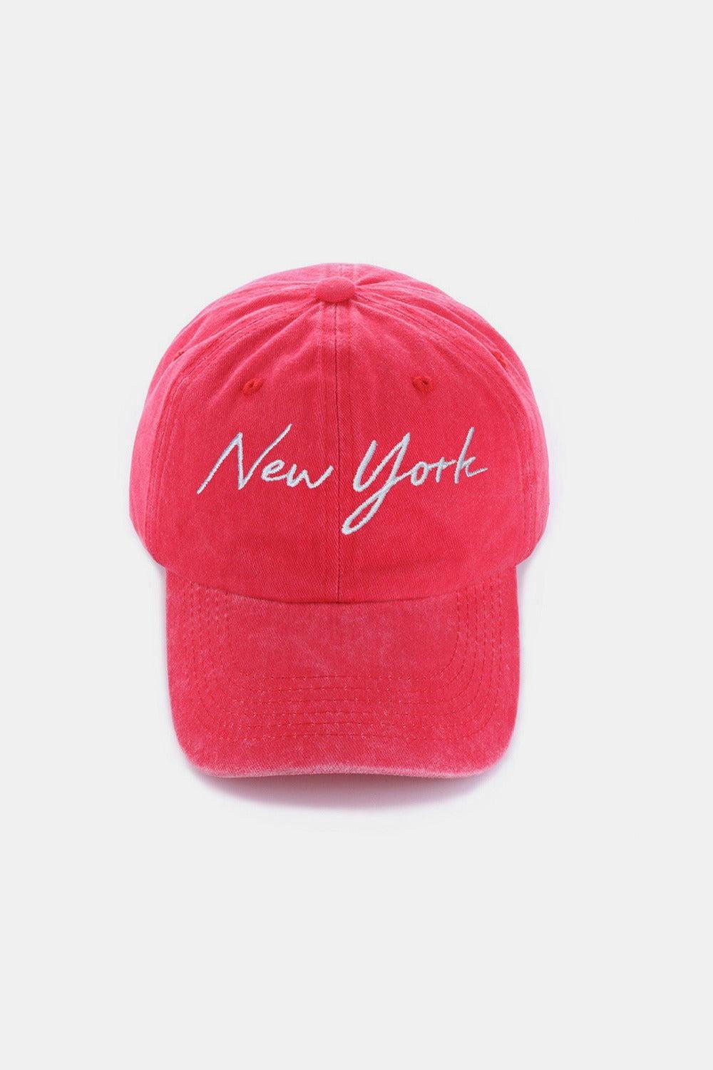 Zenana Washed Embroidered City Baseball Cap - Clothes For Her Online Store