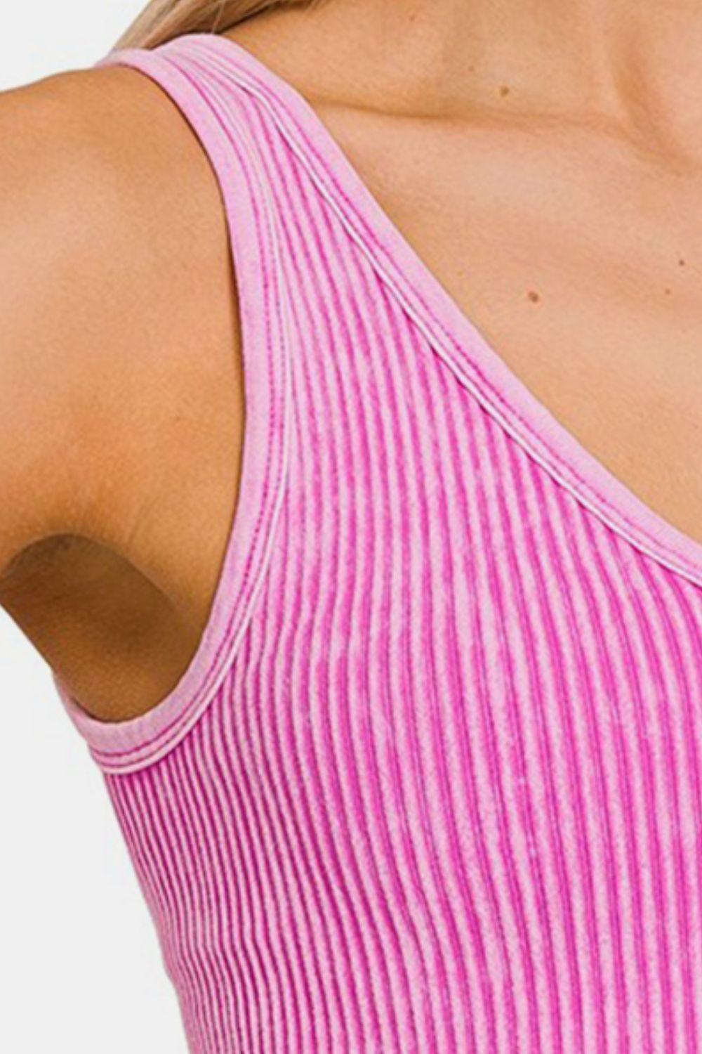 Zenana Washed Ribbed Cropped Tank - Clothes For Her Online Store