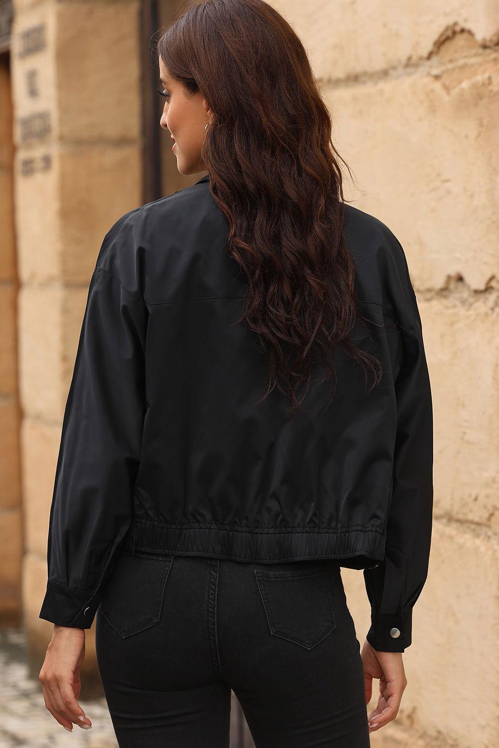 Zip-Up Collared Jacket - Clothes For Her Online Store