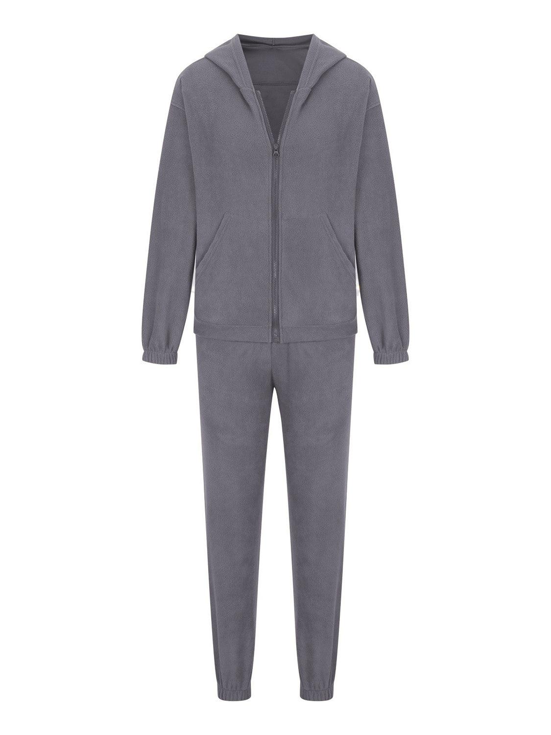 Zip Up Long Sleeve Hoodie and Joggers Set - Clothes For Her Online Store