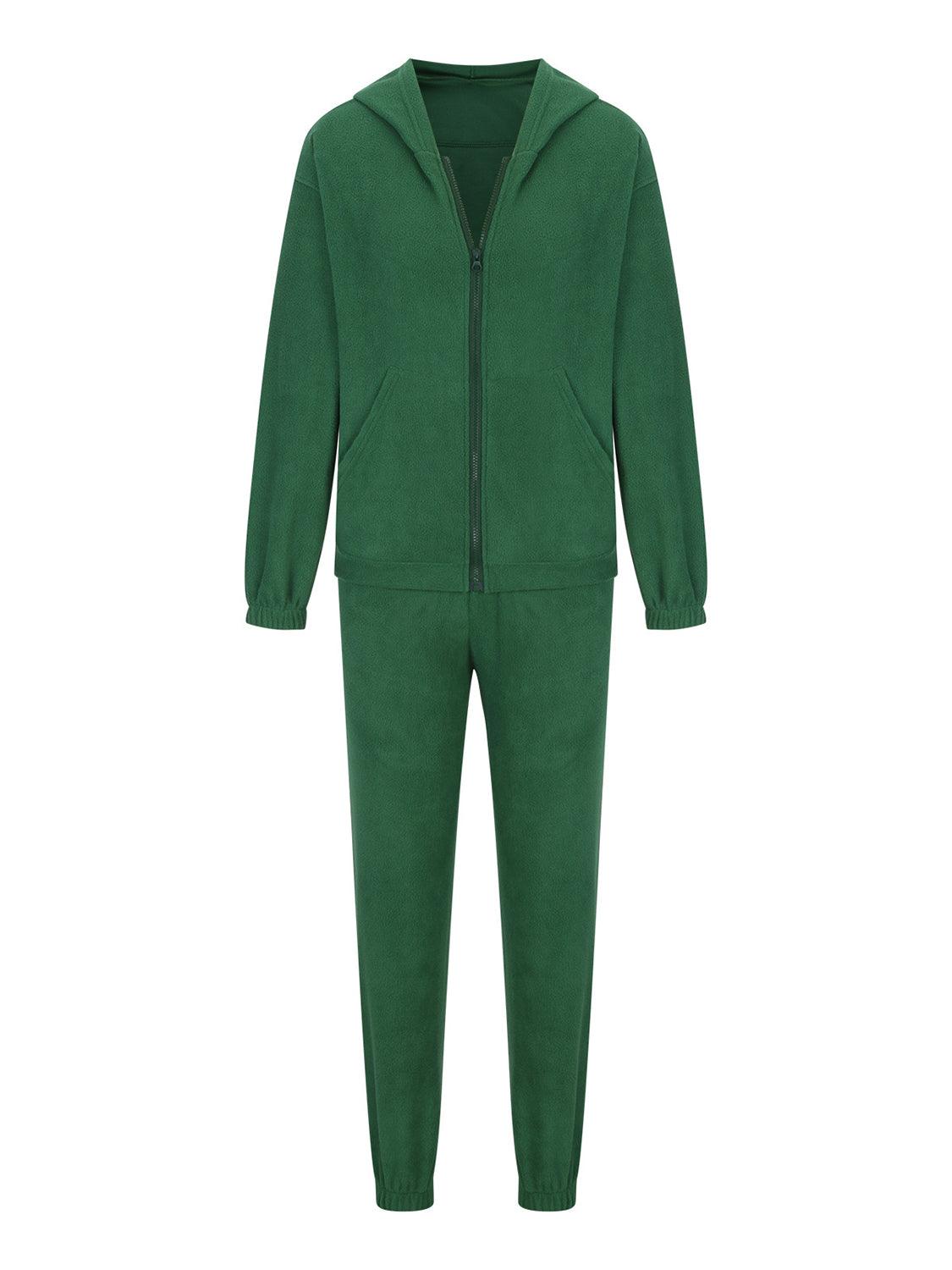 Zip Up Long Sleeve Hoodie and Joggers Set - Clothes For Her Online Store