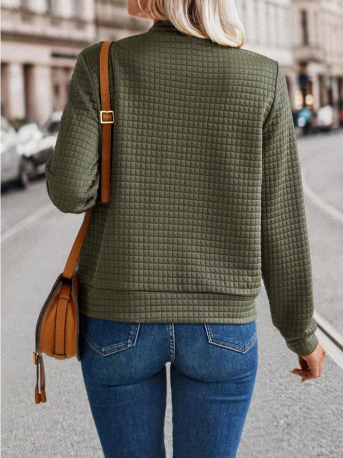 Zip Up Long Sleeve Jacket - Clothes For Her Online Store