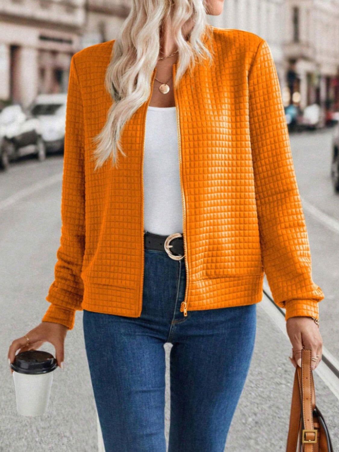 Zip Up Long Sleeve Jacket - Clothes For Her Online Store