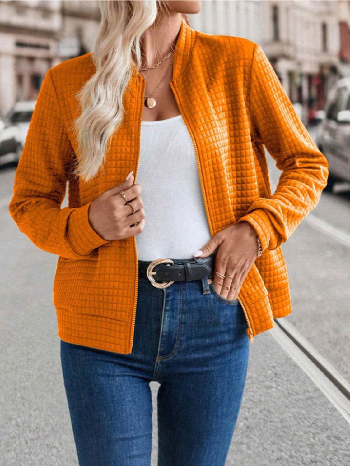 Zip Up Long Sleeve Jacket - Clothes For Her Online Store