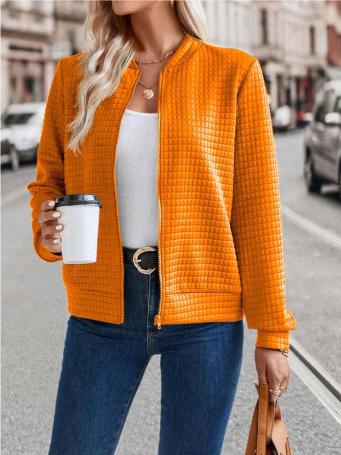 Zip Up Long Sleeve Jacket - Clothes For Her Online Store