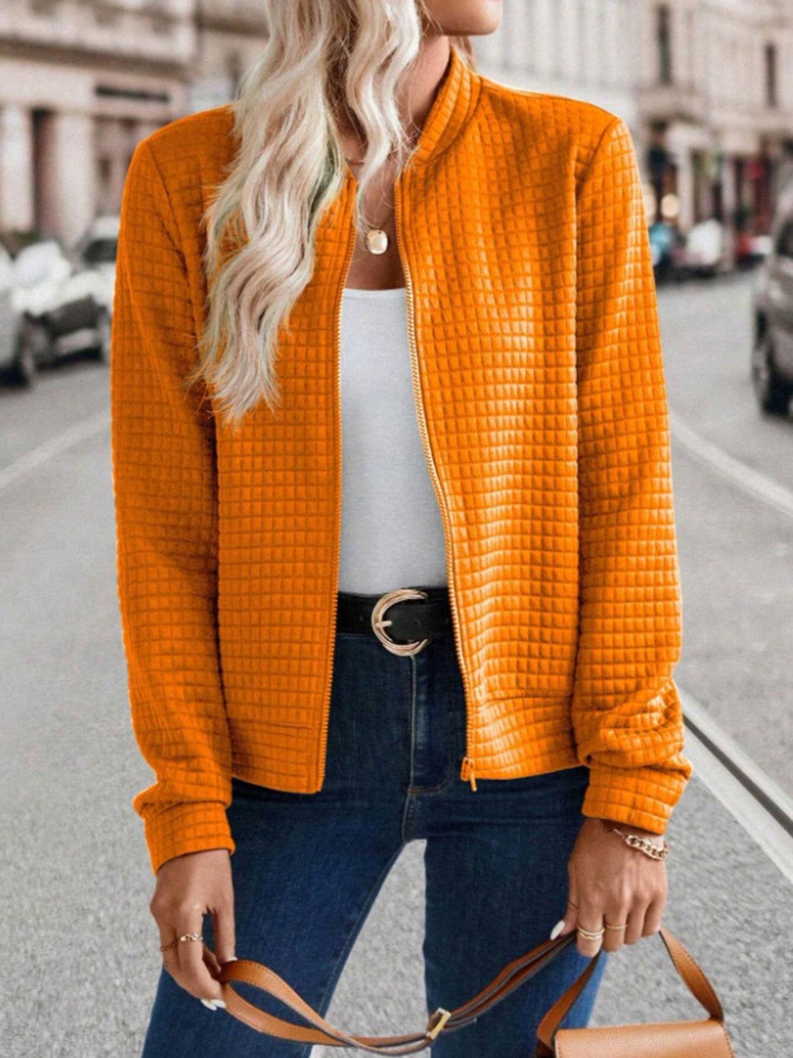 Zip Up Long Sleeve Jacket - Clothes For Her Online Store