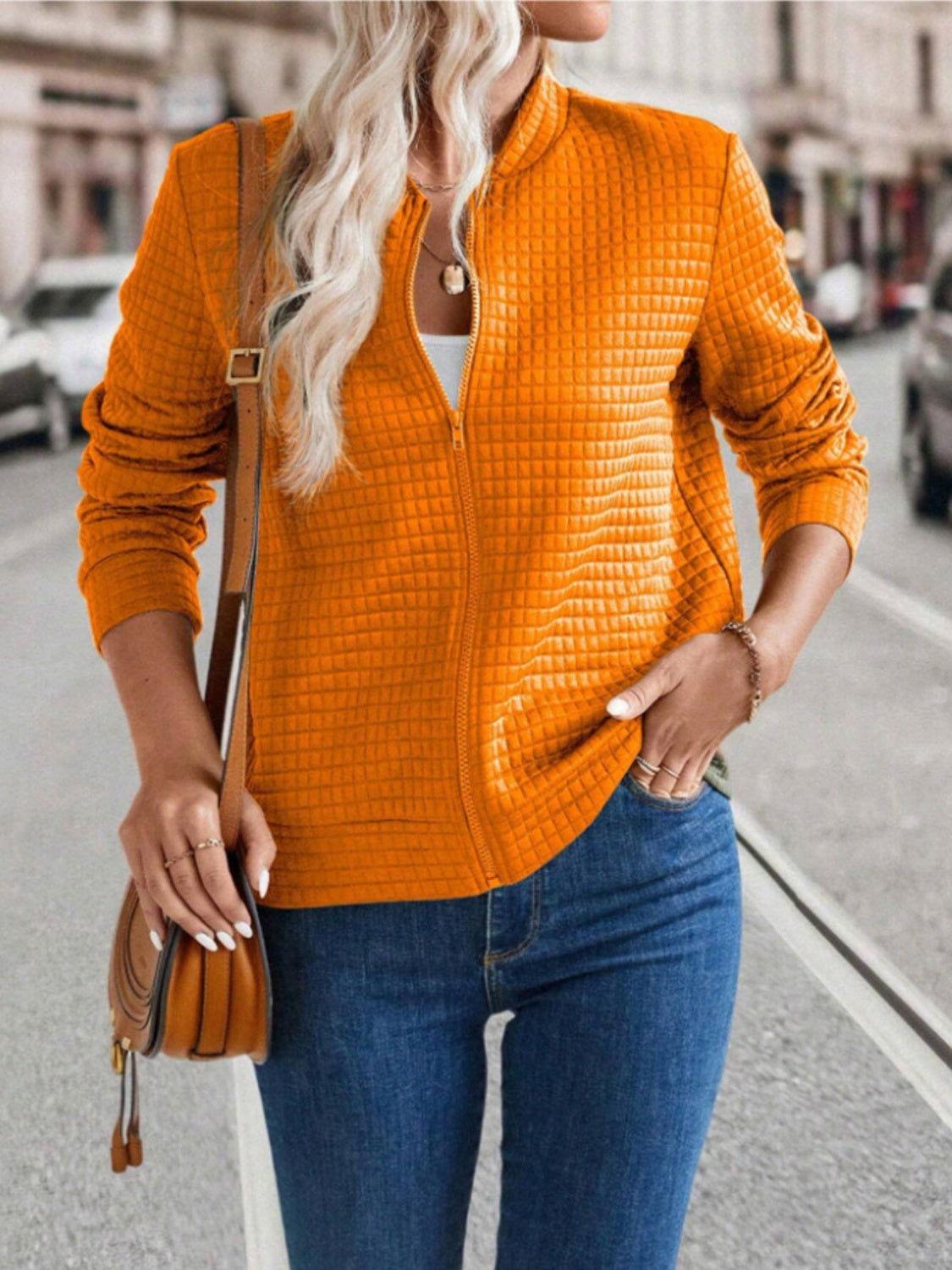Zip Up Long Sleeve Jacket - Clothes For Her Online Store