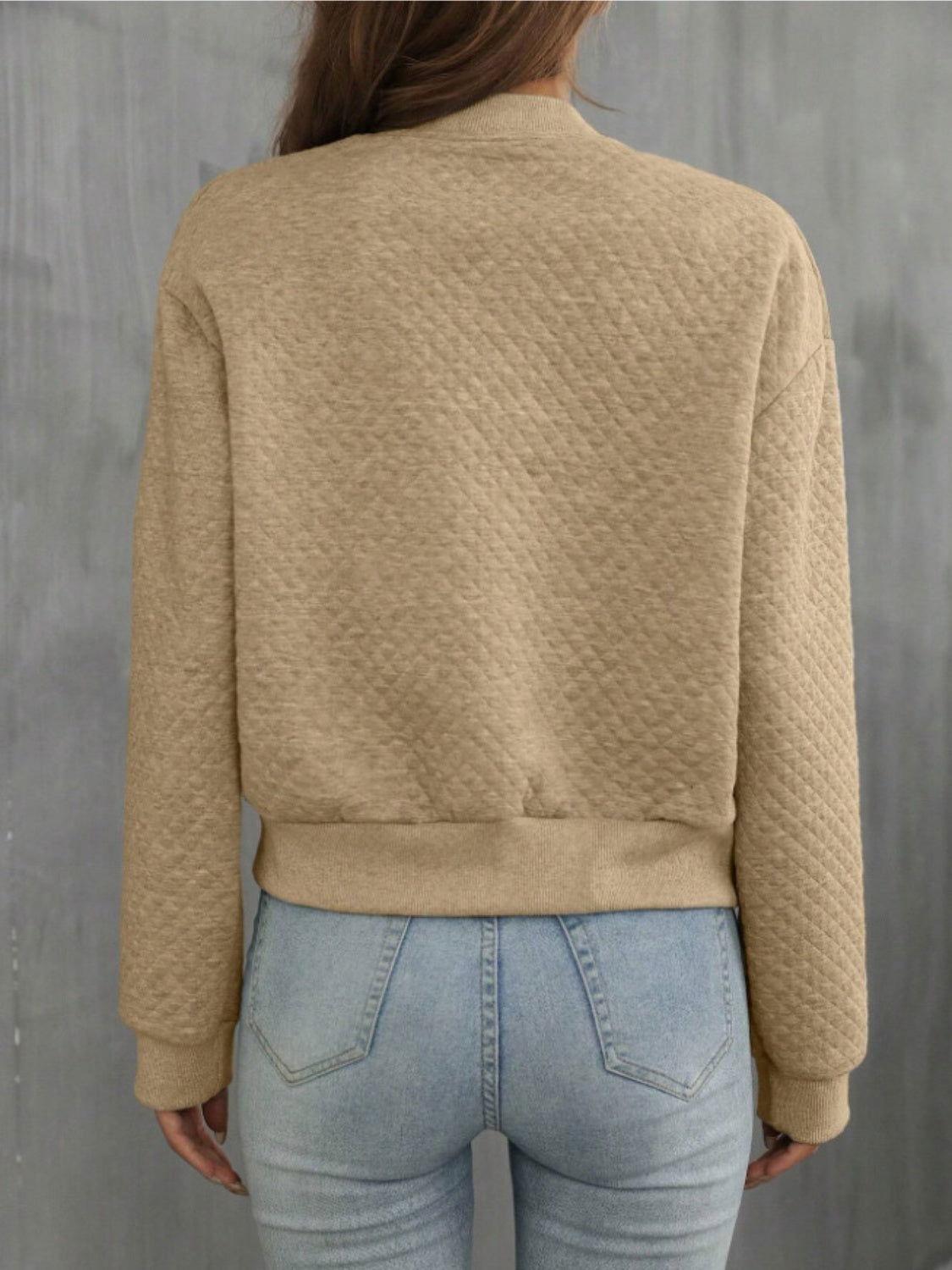 Zip Up Long Sleeve Jacket - Clothes For Her Online Store