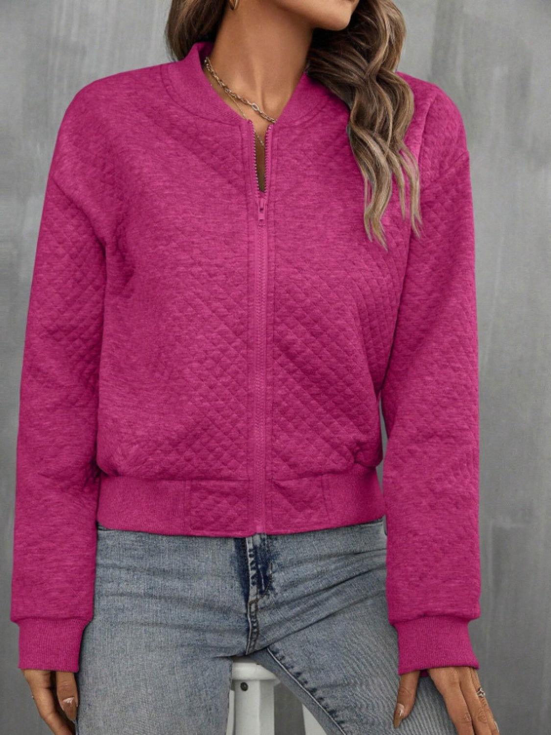 Zip Up Long Sleeve Jacket - Clothes For Her Online Store
