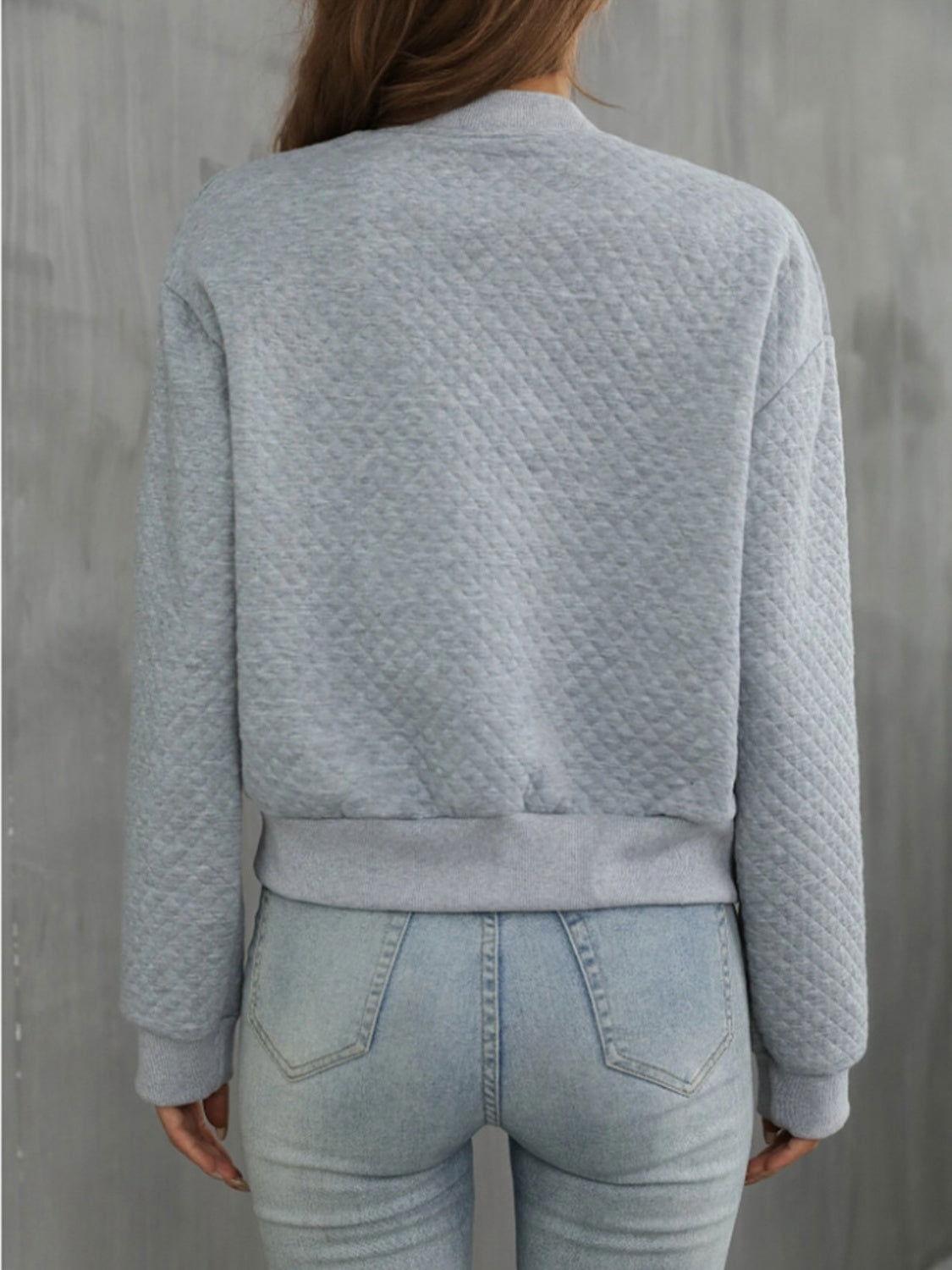 Zip Up Long Sleeve Jacket - Clothes For Her Online Store