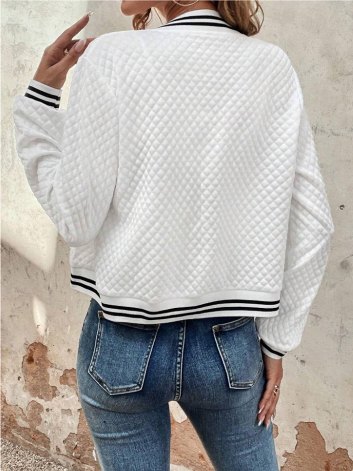 Zip Up Long Sleeve Jacket - Clothes For Her Online Store