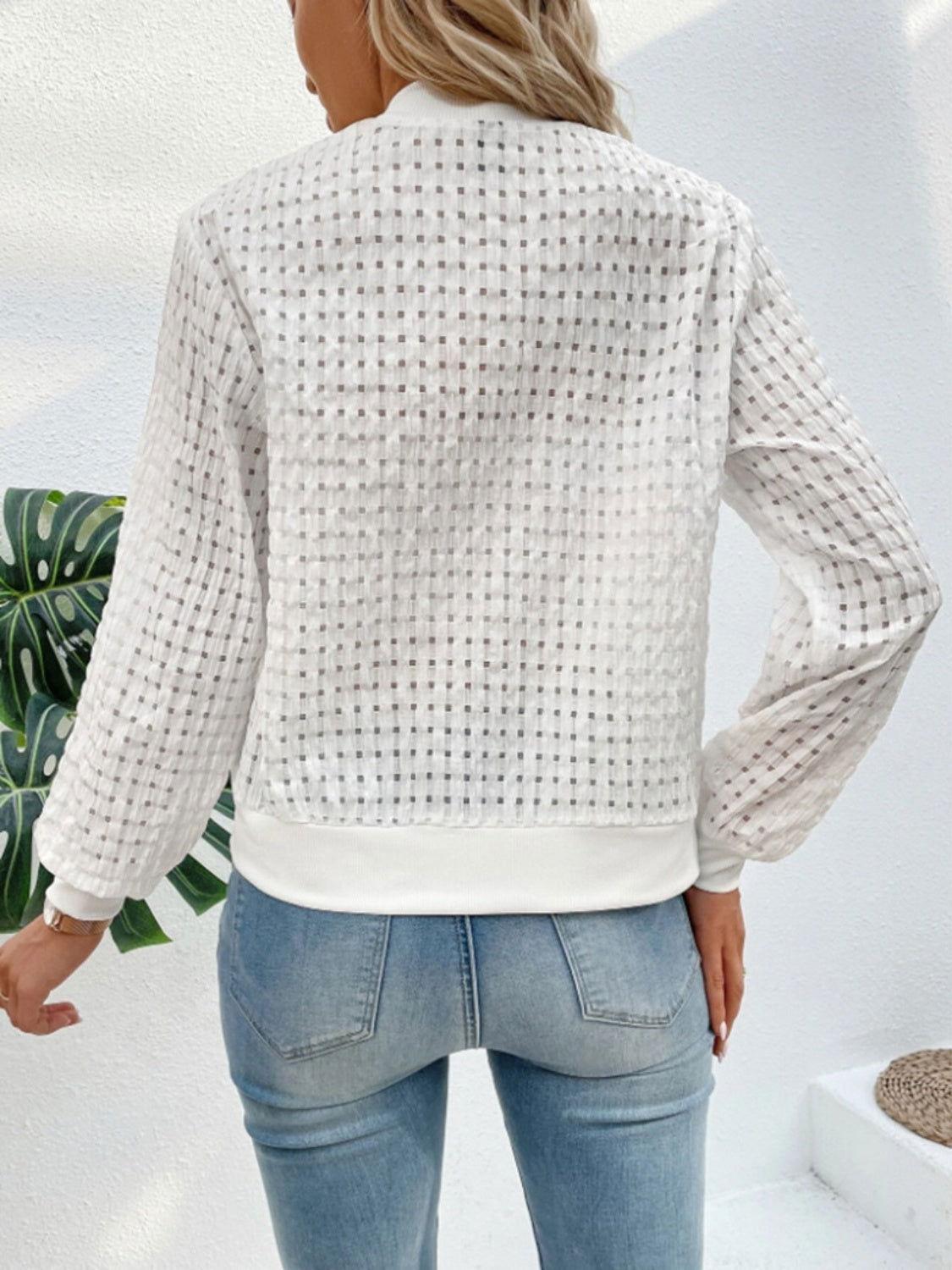 Zip Up Long Sleeve Jacket - Clothes For Her Online Store