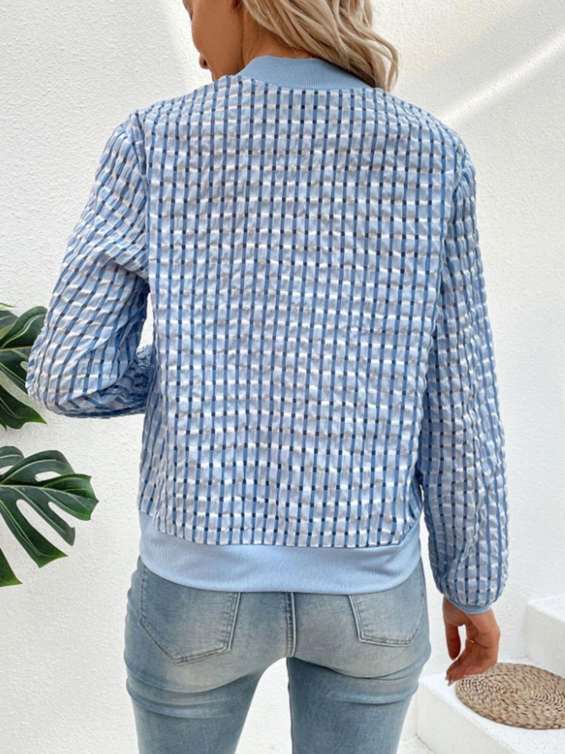 Zip Up Long Sleeve Jacket - Clothes For Her Online Store