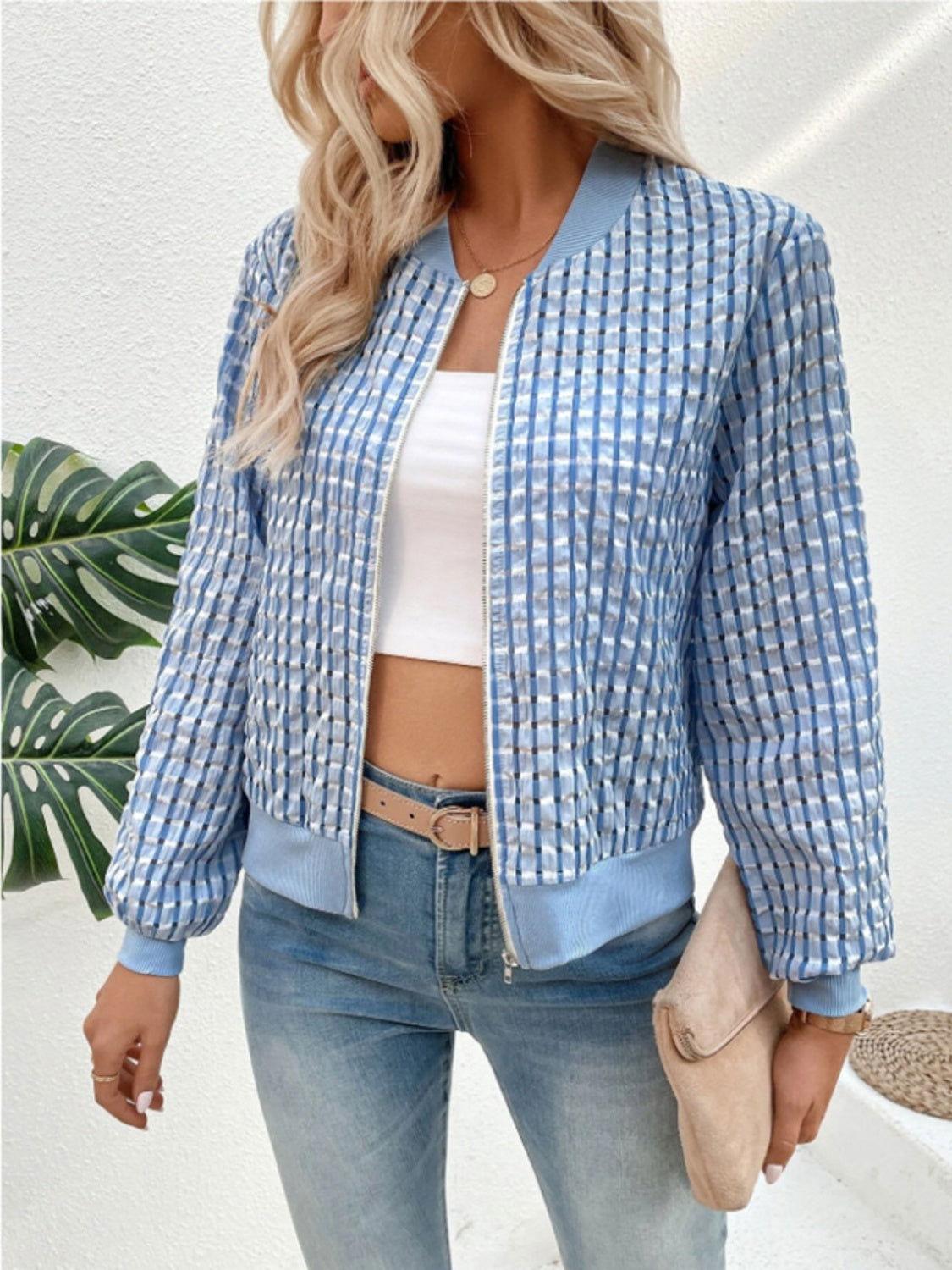 Zip Up Long Sleeve Jacket - Clothes For Her Online Store