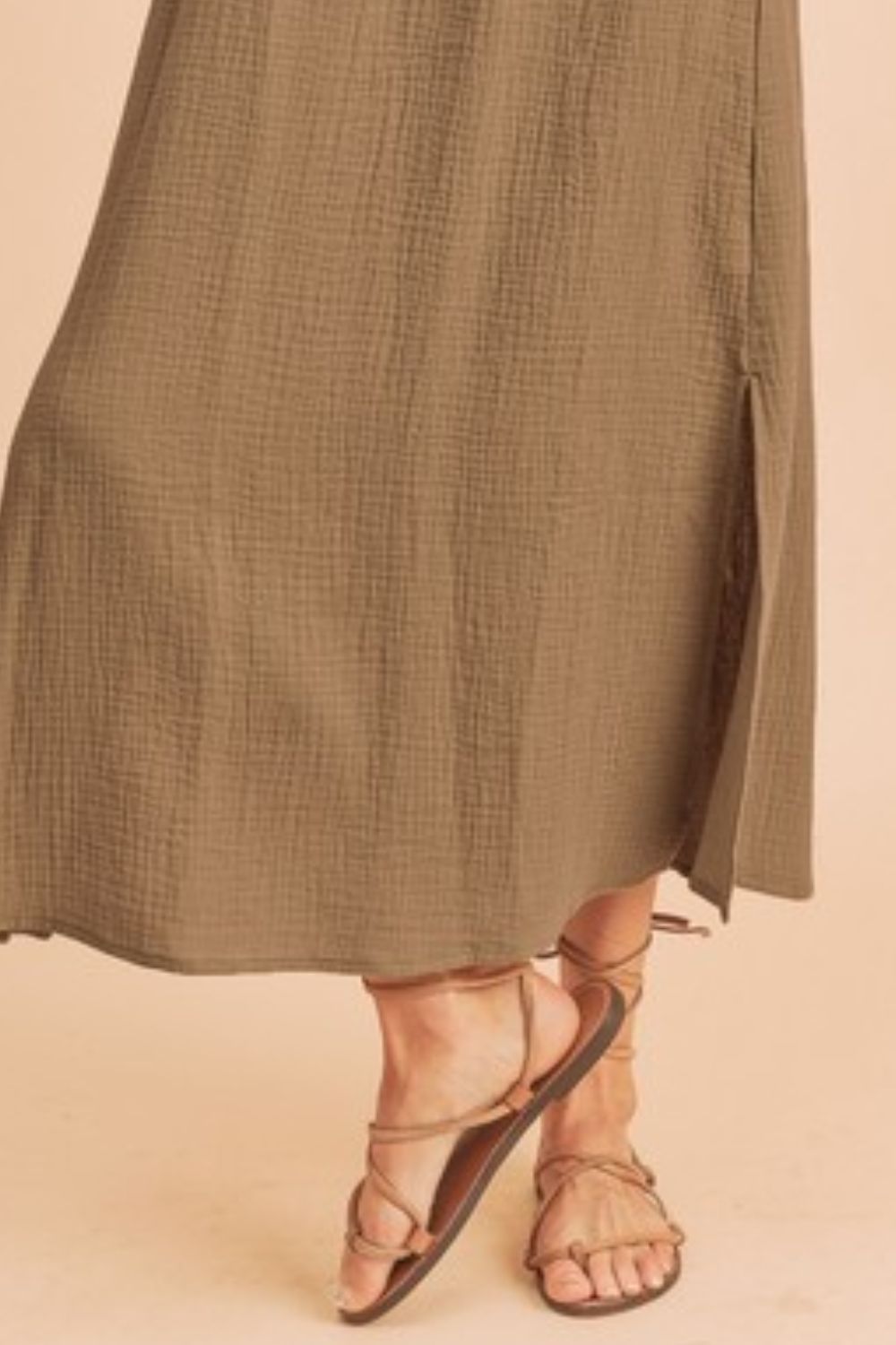 Aemi + Co Side Slit Round Neck Sleeveless Tank Dress - Clothes For Her Online Store