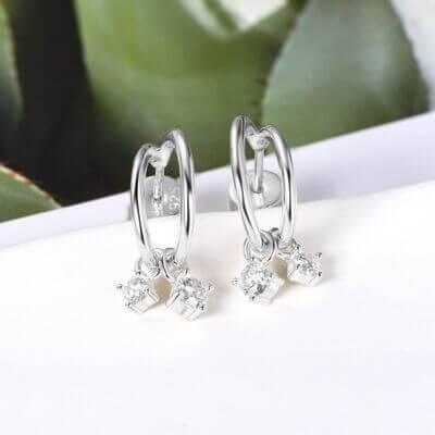 925 Sterling Silver Moissanite C-Hoop Earrings - Clothes For Her Online Store