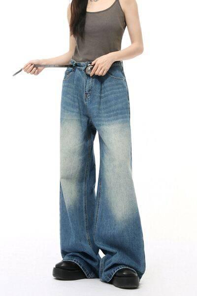 Wide Leg Jeans with Pockets - Clothes For Her Online Store