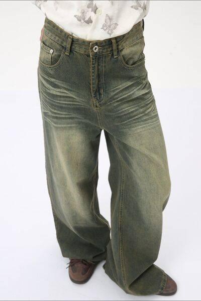 Wide Leg Jeans with Pockets - Clothes For Her Online Store