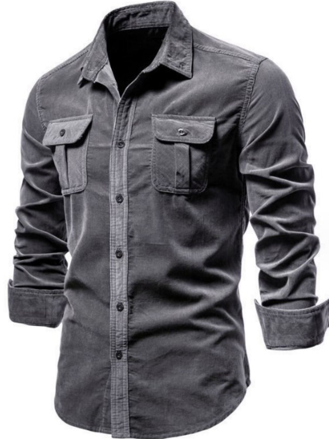 Men's Full Size Collared Neck Button Down Shirt with Chest Pockets Plus Size - Clothes For Her Online Store