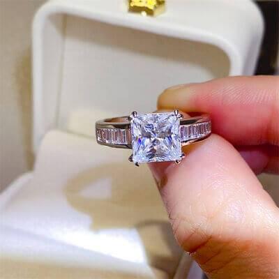 3 Carat Moissanite 925 Sterling Silver Square Shape Ring - Clothes For Her Online Store
