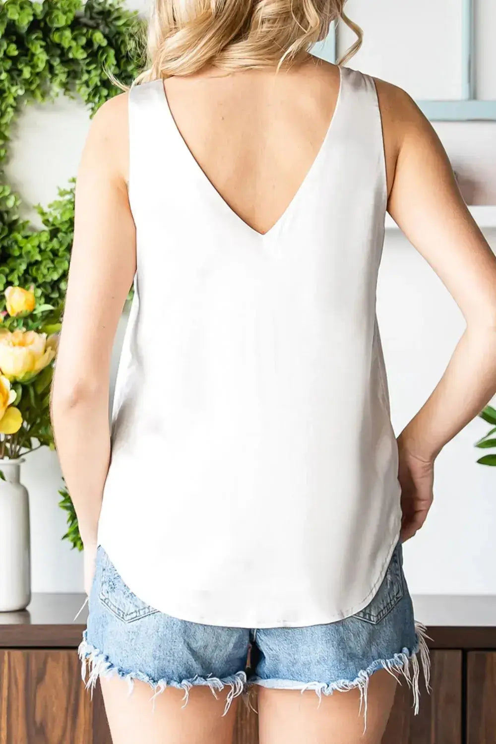 V-Neck Wide Strap Tank - Clothes For Her Online Store