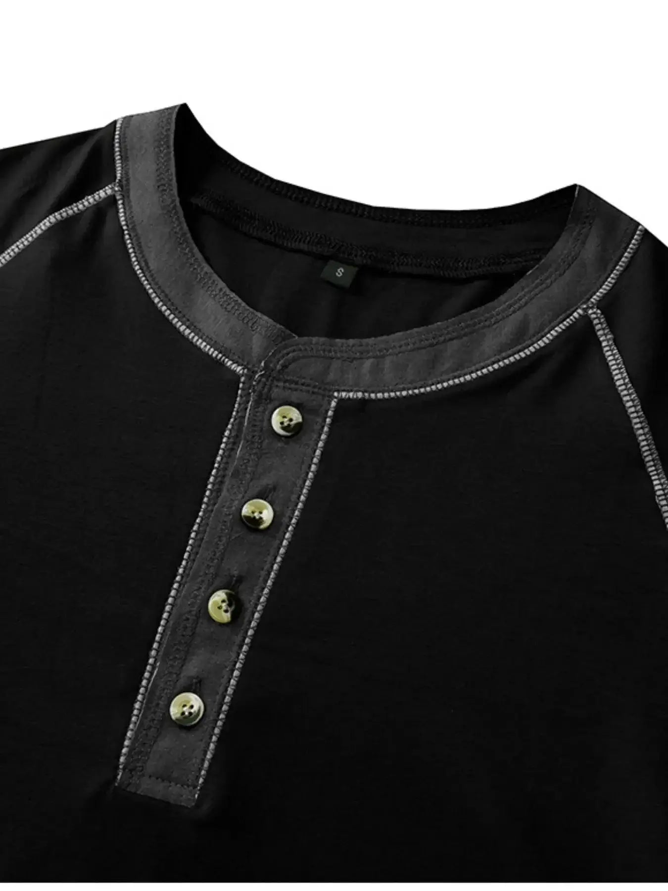 Men's Plus Size Contrast Stitch Henley Polo Shirt