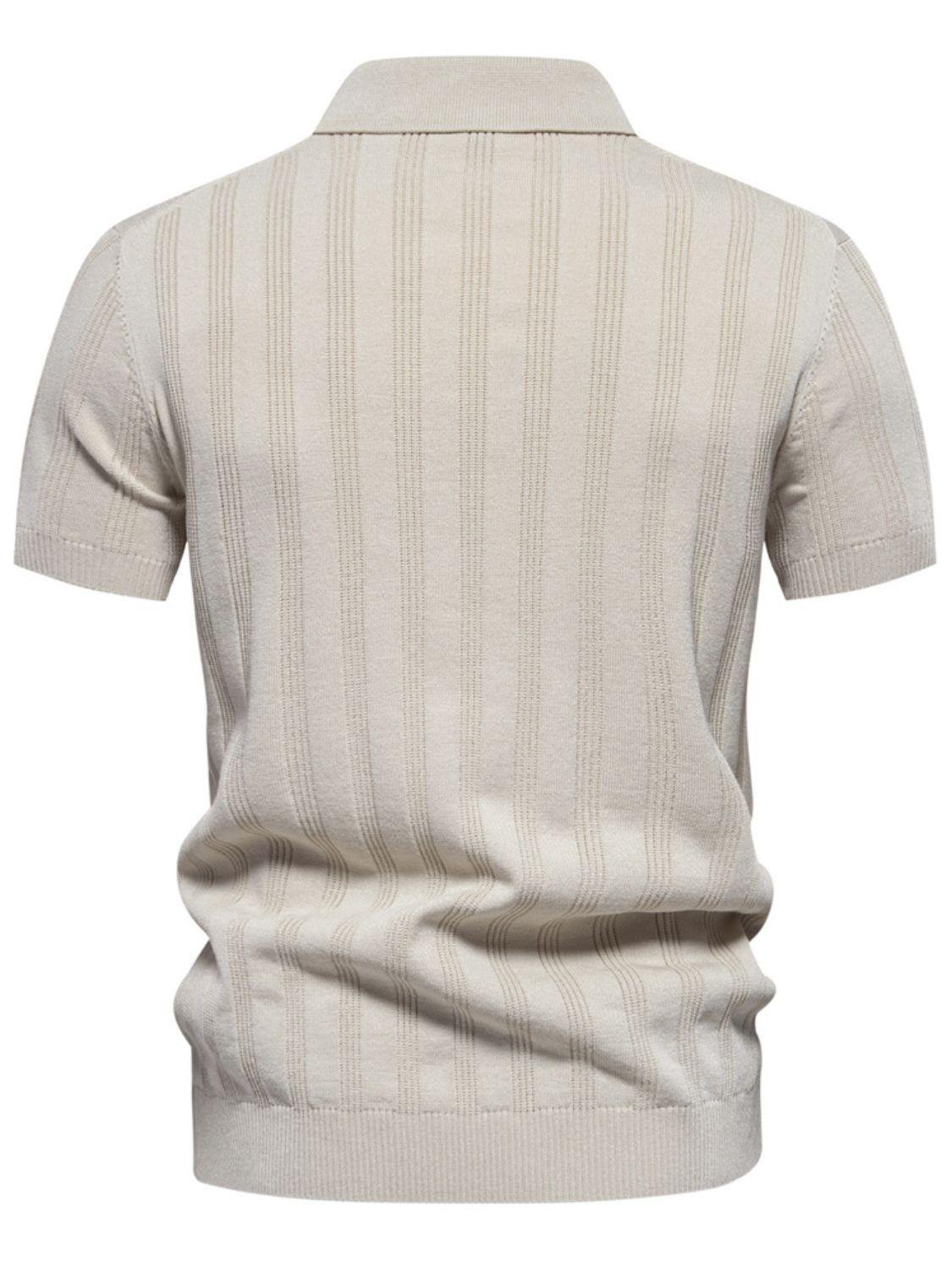 Men's Collared Neck Short Sleeve Knit Polo - Clothes For Her Online Store