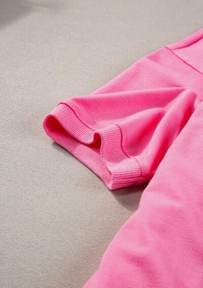 Exposed Seam Side Slit Round Neck Top - Clothes For Her Online Store
