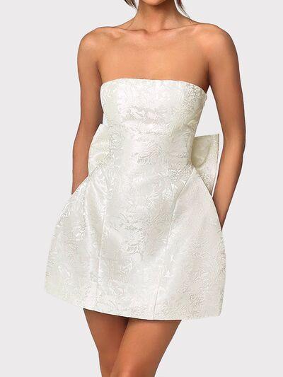 Lace-Up Sleeveless Satin Mini Dress with Bow - Clothes For Her Online Store