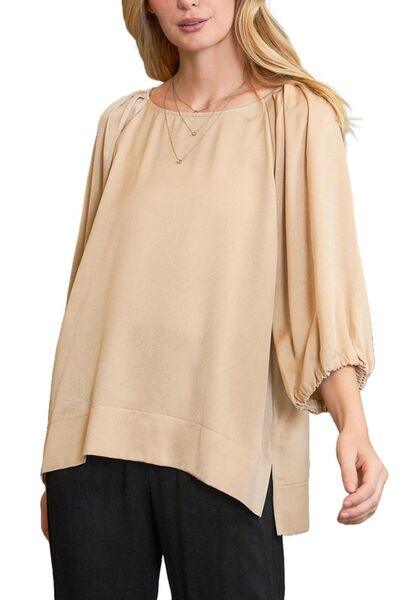 Umgee Full Size Crinkled Satin Top Plus Size - Clothes For Her Online Store