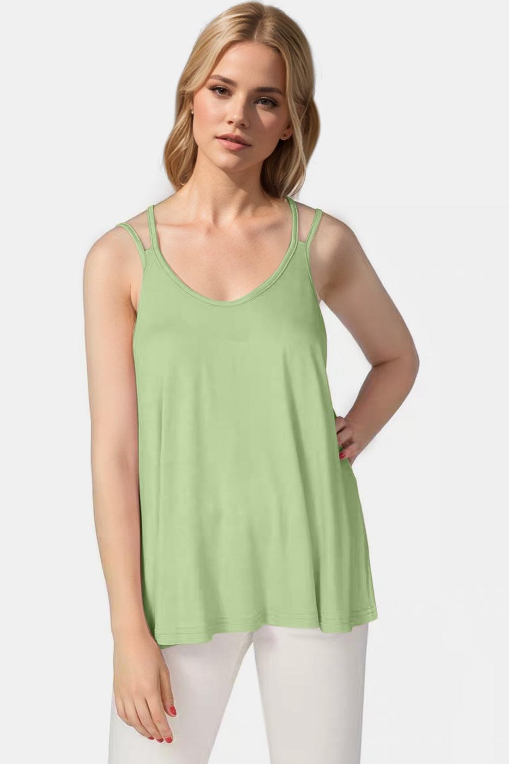 Basic Bae Bamboo Scoop Neck Double Spaghetti Straps Cami - Clothes For Her Online Store