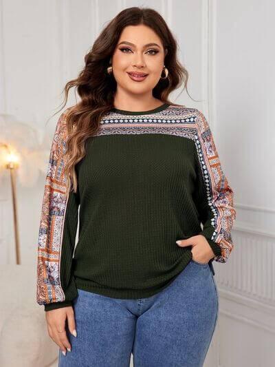 Honey Plus Size Printed Long Sleeve Sweatshirt - Clothes For Her Online Store