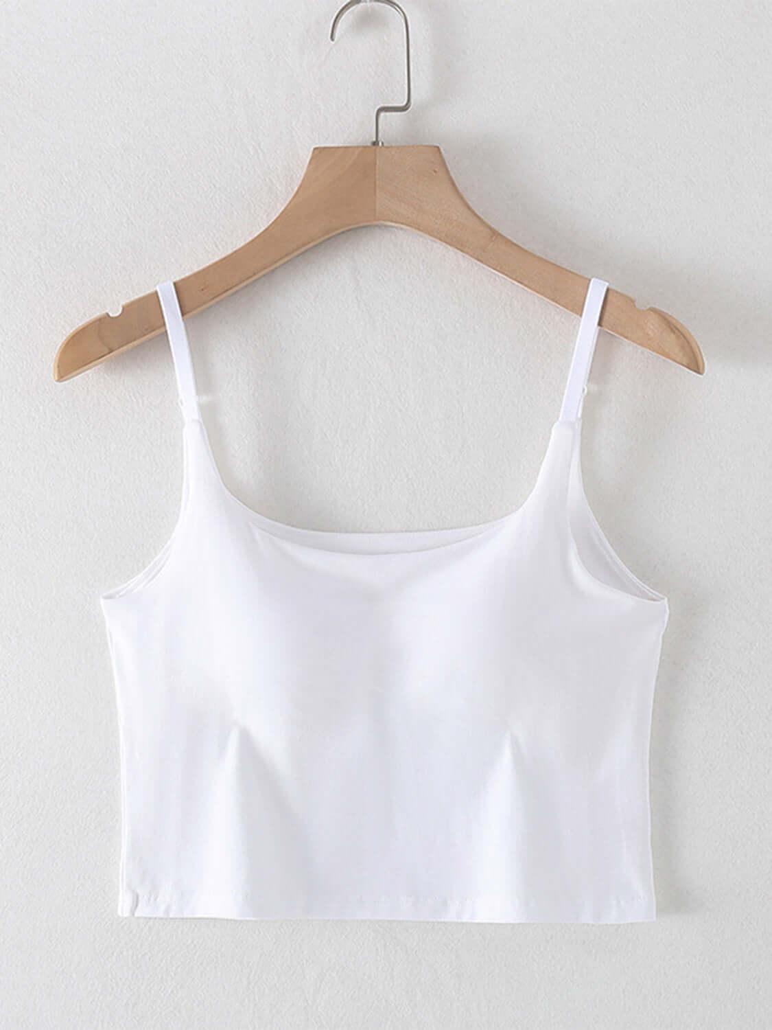 Scoop Neck Cropped Cami with Chest Pads - Clothes For Her Online Store