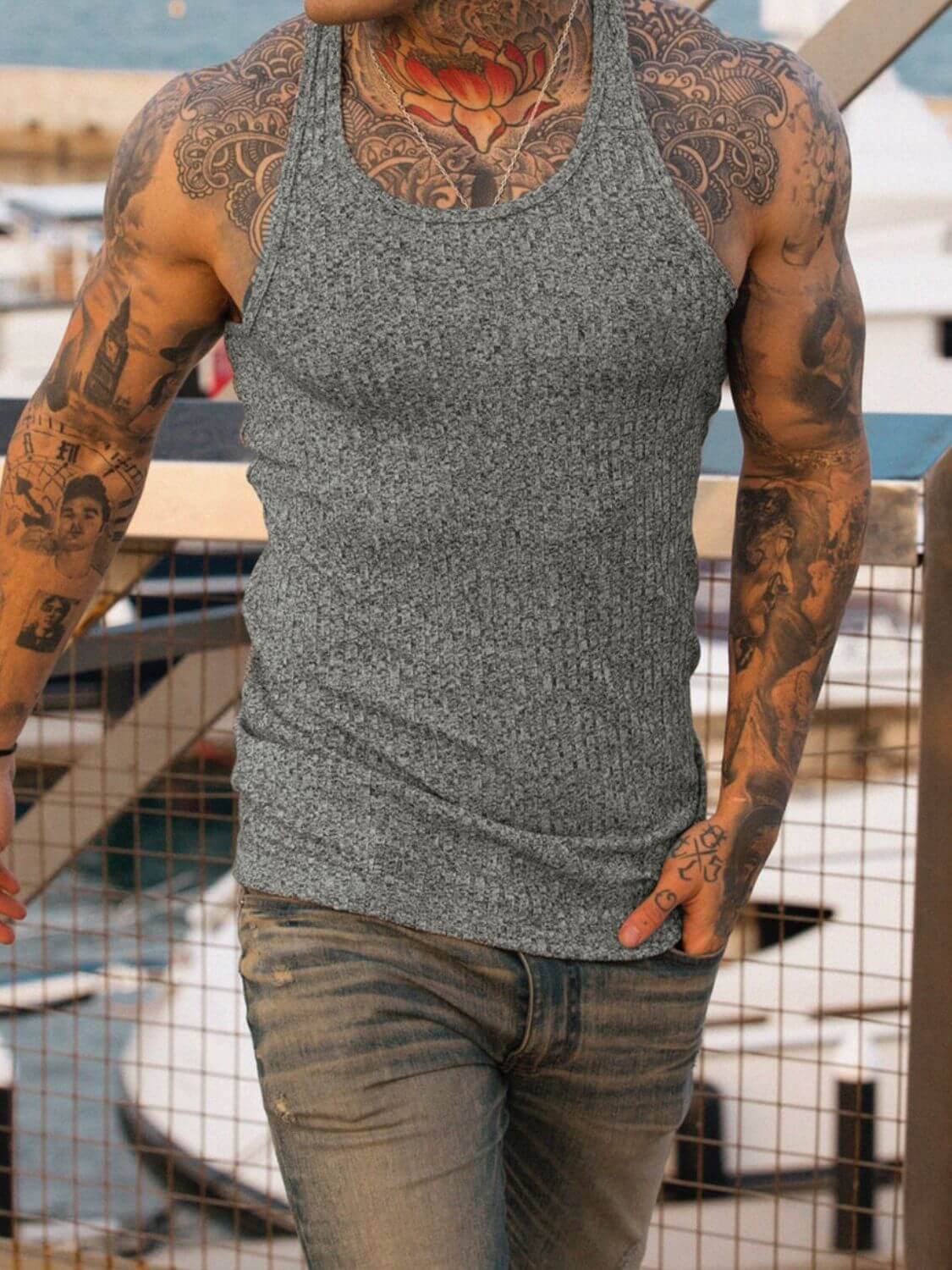 Men's Plus Size Round Neck Tank