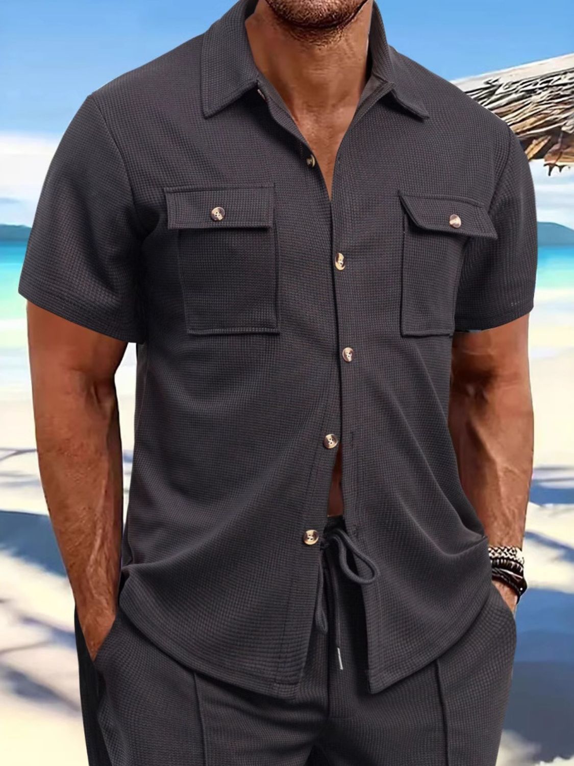 Men's Full Size Button Down Short Sleeve Shirt Plus Size - Clothes For Her Online Store