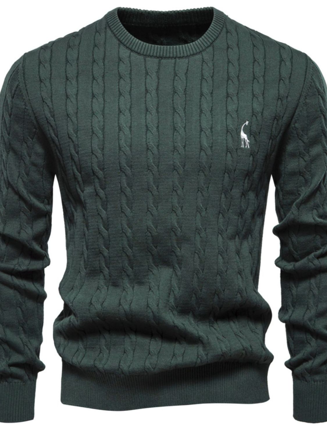 Men's Cable-Knit Round Neck Long Sleeve Sweater - Clothes For Her Online Store
