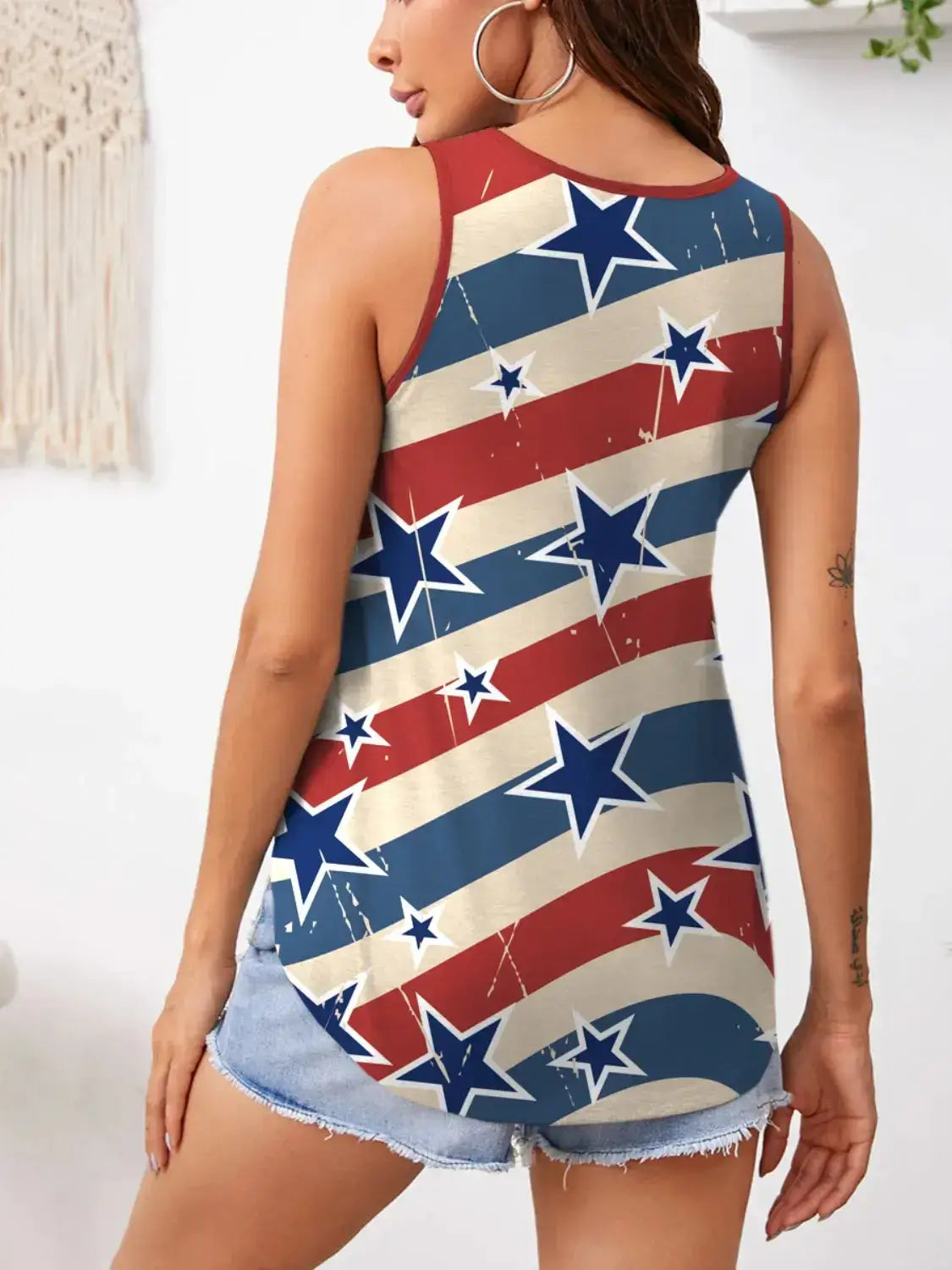 Striped and Star V-Neck Tank - Clothes For Her Online Store