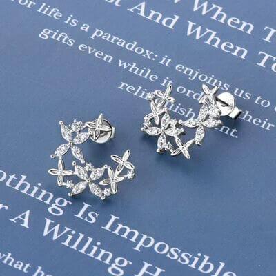 925 Sterling Silver Moissanite Lucky Clover Earrings - Clothes For Her Online Store